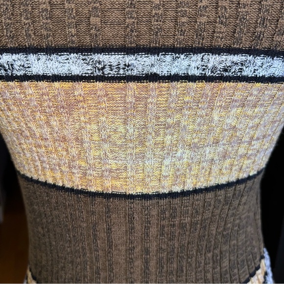 Free People Striped Knit Cowl Neck Top Blouse Off Shoulder Neutral XS - Picture 9 of 13